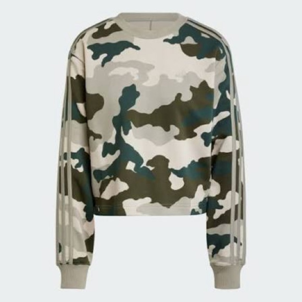Adidas Green and Beige Camouflage Sweatshirt